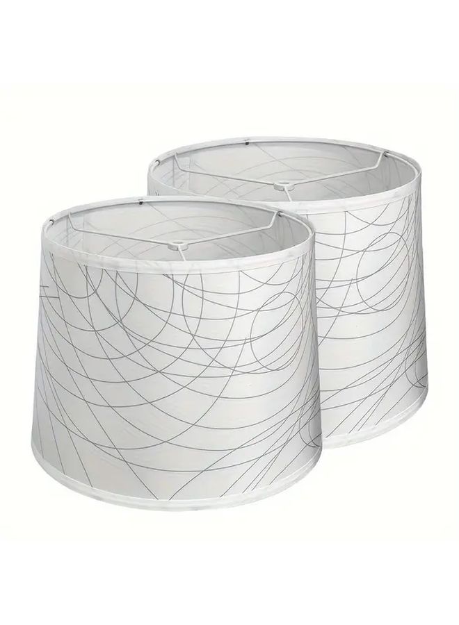2pcs Natural Linen Lampshades White Handcrafted For Table Floor Lamp - Image 1