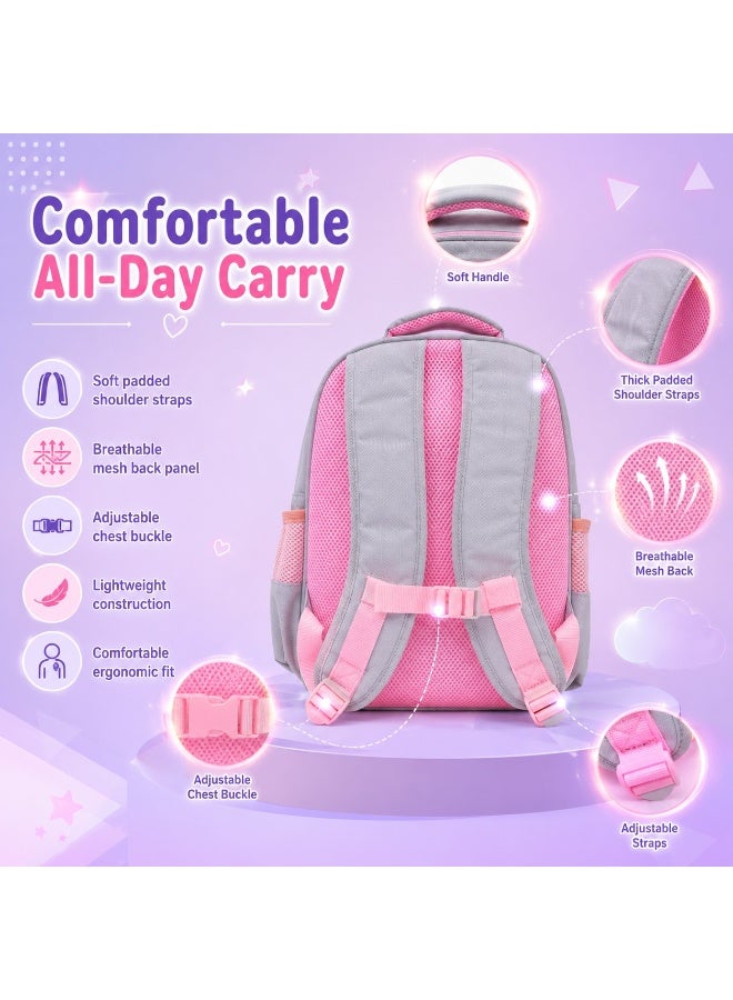 Ellie elephant 14.5 Inch School Backpack Lightweight Water-Resistant Book bag with Multiple Compartments, Padded Shoulder Straps & Side Bottle Pocket, Durable Daily Travel Bag - Image 4