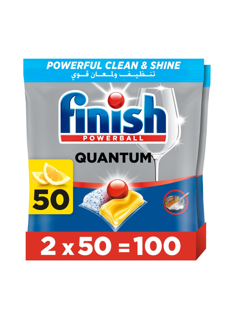 Finish Powerball Quantum Dishwasher Detergent, Lemon Sparkle Scent - Image 1