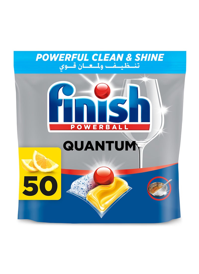 Finish Powerball Quantum Dishwasher Detergent, Lemon Sparkle Scent - Image 1