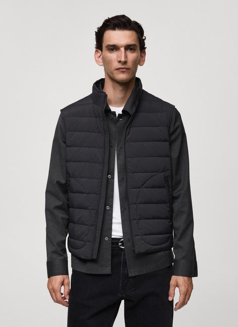 Quilted Vest With Down And Feather Filling