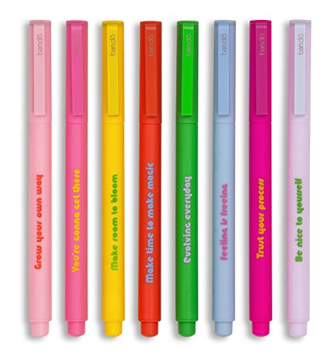 ban.do 8 Count Colored Pens, Fine Tip Pens with Assorted Ink Colors, Write On Felt Tip Pens for Journaling or Note Taking, Assorted - Image 1