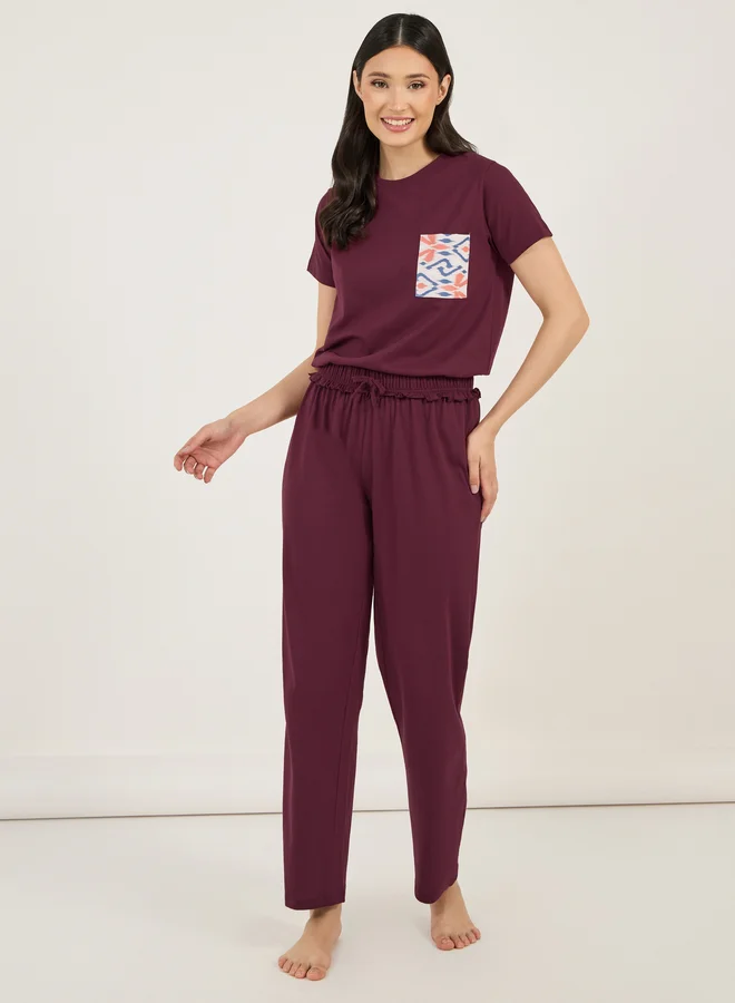 Styli Styli Aztec Print Pocket Short Sleeves T-Shirt and Pyjama Set