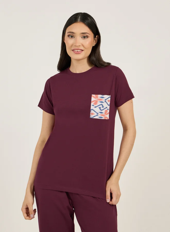 Styli Styli Aztec Print Pocket Short Sleeves T-Shirt and Pyjama Set
