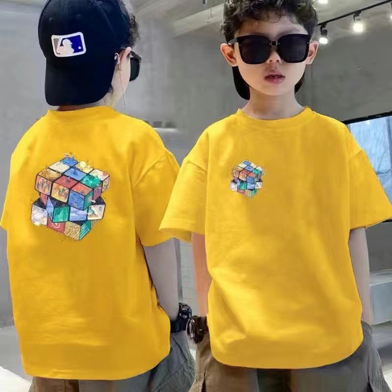 Boys' Summer T-Shirt Short-Sleeved 2023 New Fashionable Medium And Big Kids Breathable Thin All-Match Loose Half-Sleeved Top - Image 4