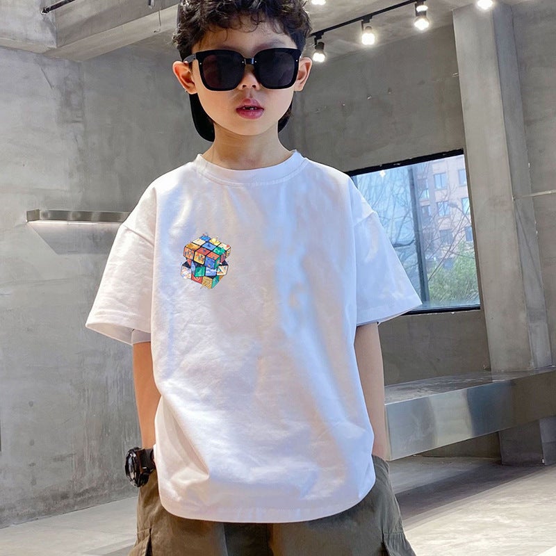 Boys' Summer T-Shirt Short-Sleeved 2023 New Fashionable Medium And Big Kids Breathable Thin All-Match Loose Half-Sleeved Top - Image 5
