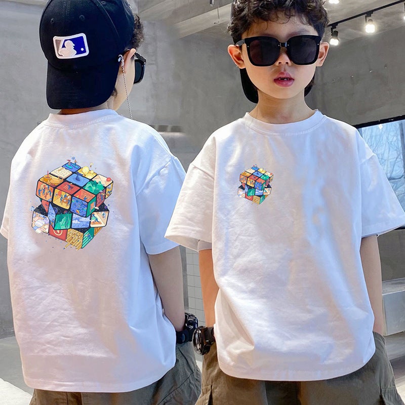 Boys' Summer T-Shirt Short-Sleeved 2023 New Fashionable Medium And Big Kids Breathable Thin All-Match Loose Half-Sleeved Top - Image 2