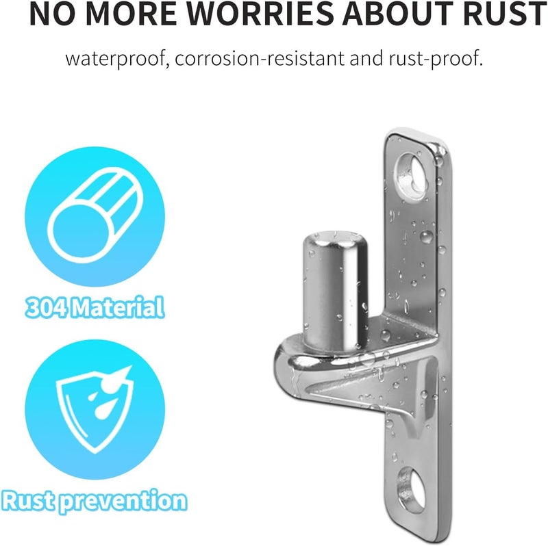 UCDOET 304 Wall Mount Gate Hinges, Stainless Steel Hinges Heavy Duty, Outdoor Chain Link Fence Gate Hinges Fence Post Link Wall Plate Hinge, with 5/8 Hinge Pin (Not Screws)-2pcs - Image 2