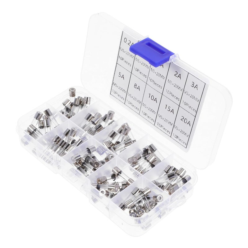 1 Set Assorted Fast Blow Glass Fuse Tube Kit Glass Fuse Assortment for Easy Installation Circuit Protection Household and Electronic Applications - Image 1