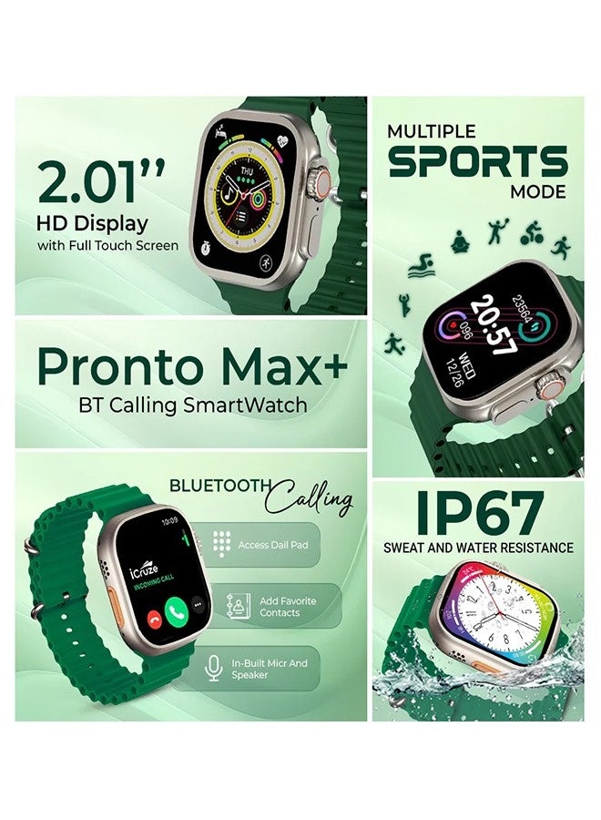 آي كروز ساعة برونتو ماكس+ الذكية بشاشة مقاس 2.01 بوصة، مكالمات بلوتوث، تتبع اللياقة البدنية، مساعد صوتي، مقاومة للماء بمعيار IP67، متوافقة مع أجهزة أندرويد وiOS - Image 3