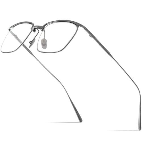 FONEX Pure Titanium Glasses Frame Men Square Eyeglasses Optical Eyewear F85724 F85724 Grey Clear - Image 1