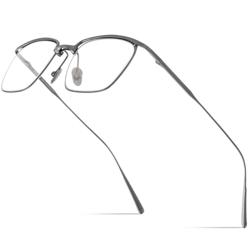 FONEX Pure Titanium Glasses Frame Men Square Eyeglasses Optical Eyewear F85724 F85724 Grey Clear - Image 2
