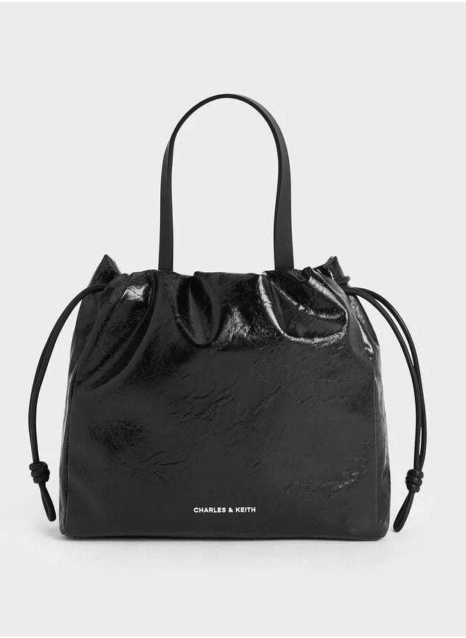 Charles & Keith - Bethel Small Tote Bag in Crispy Pattern with Drawstring Closure - Image 1