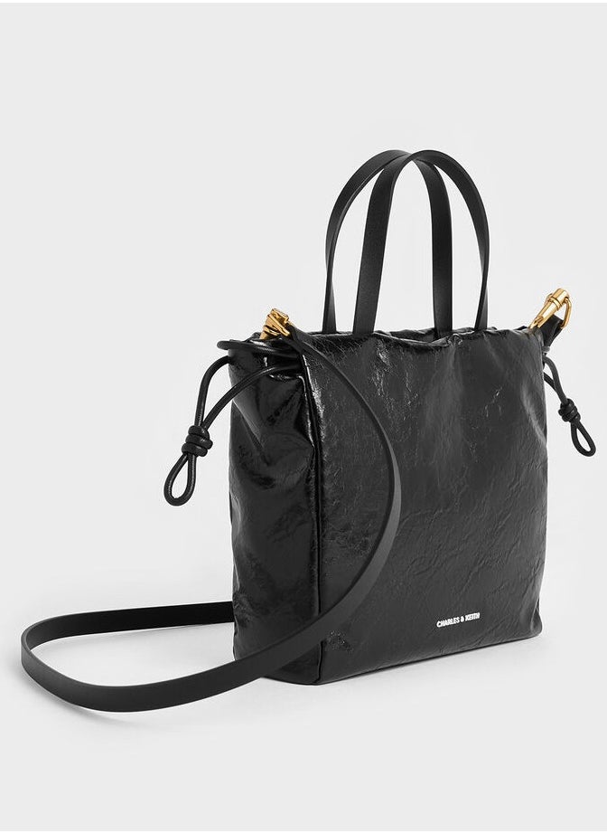 Charles & Keith - Bethel Small Tote Bag in Crispy Pattern with Drawstring Closure - Image 1