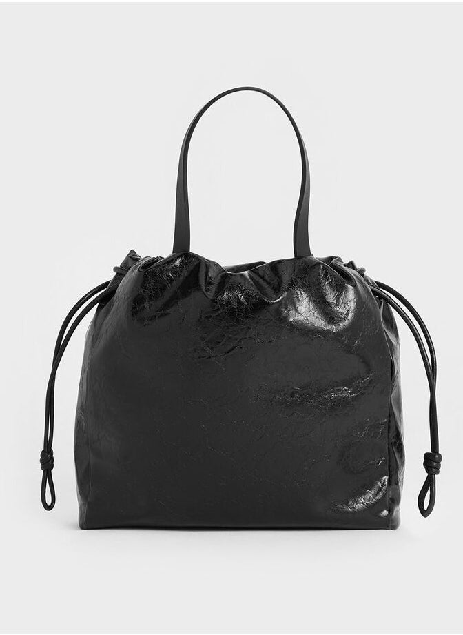 Charles & Keith - Bethel Small Tote Bag in Crispy Pattern with Drawstring Closure - Image 1