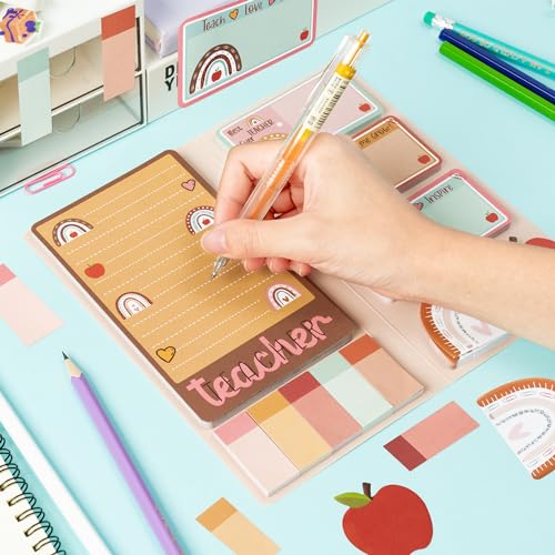 Xqumoi Boho Themed Teacher Sticky Notes Set, 550 Sheets, Thank You for Helping Me Grow Self-Stick Note Pads Teacher Appreciation Gift Writing Memo Pads Page Marker Back to School Supplies (Brown) - Image 3