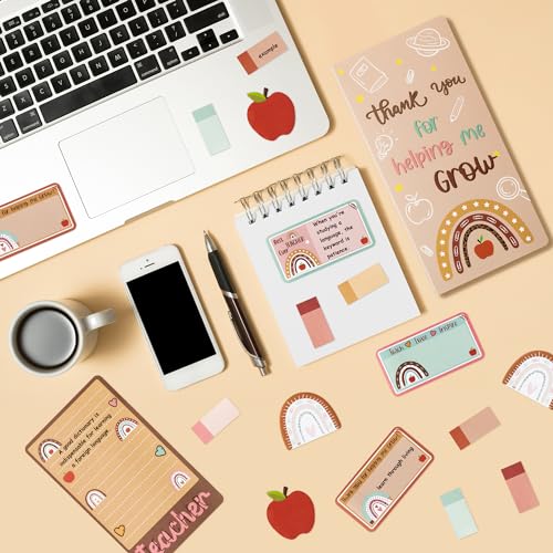 Xqumoi Boho Themed Teacher Sticky Notes Set, 550 Sheets, Thank You for Helping Me Grow Self-Stick Note Pads Teacher Appreciation Gift Writing Memo Pads Page Marker Back to School Supplies (Brown) - Image 4