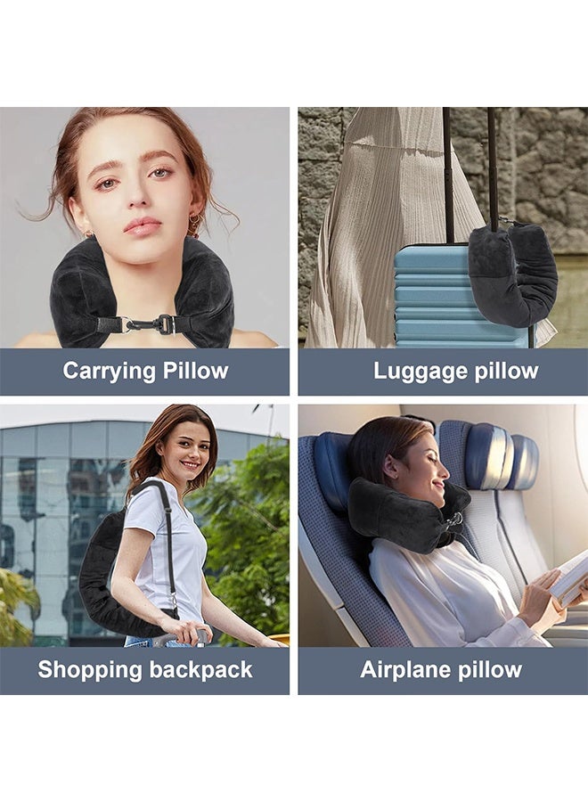 وسادة سفر قابلة للتعبئة مع وسادة ناعمة من القماش للرقبة، مصممة لتكون قابلة للتعديل للسفر، وتناسب الأمتعة الإضافية لأغراض ثلاثة أيام، للاستخدام في السيارة أو الطائرة أو القطار، بدون حشوة. - Image 5