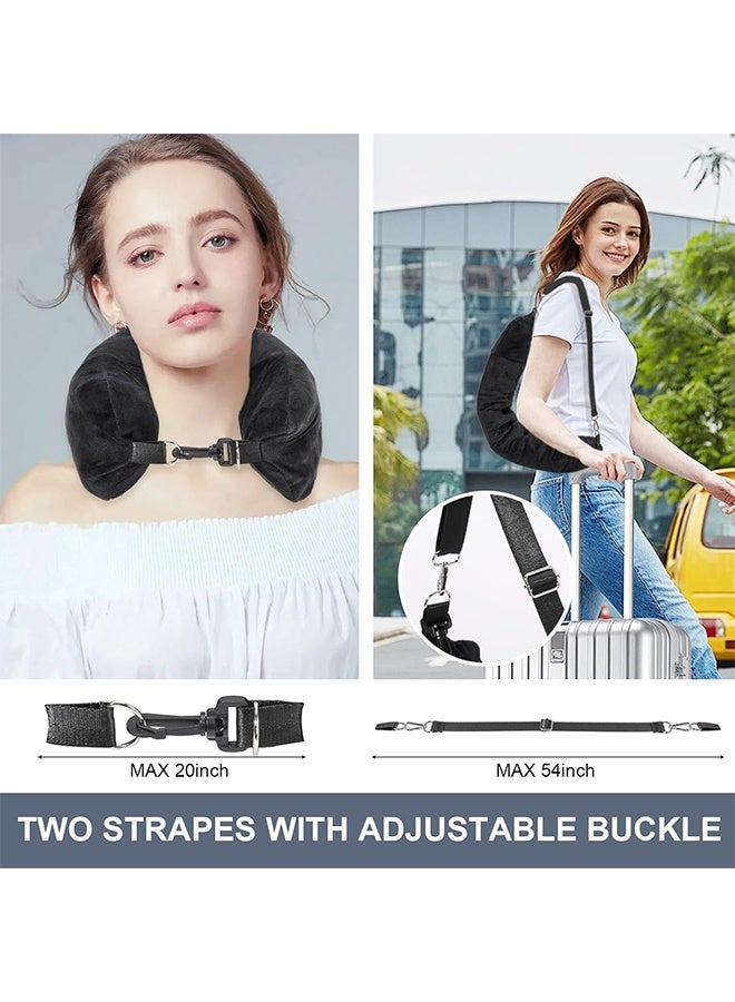 وسادة سفر قابلة للتعبئة مع وسادة ناعمة من القماش للرقبة، مصممة لتكون قابلة للتعديل للسفر، وتناسب الأمتعة الإضافية لأغراض ثلاثة أيام، للاستخدام في السيارة أو الطائرة أو القطار، بدون حشوة. - Image 3