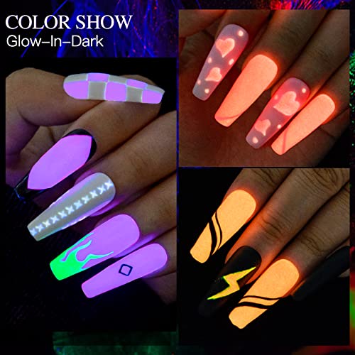 MSRUIOO Glow in the Dark Gel Nail Polish 6 Colors Luminous Neon Gel Polish Set Fluorescent Bright Colors Hot Pink Yellow Purple Glow Effect Soak Off UV Gel Polish for DIY Nail Art Design - Image 5