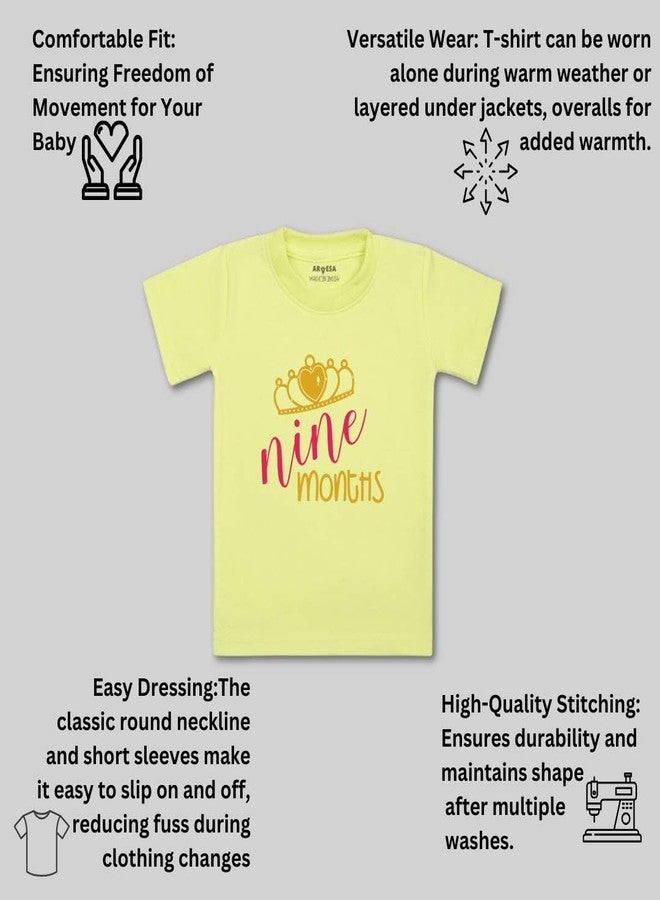 ARVESA 9 Month TS-36 Baby Tshirt for Kids Boys & Girls Half Sleeves Round Neck Clothes Tshirt for Kids Boys 1 Months to 6 Years Dress Yellow - Image 3