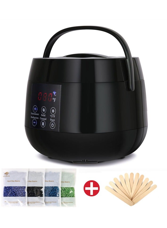 AROAQ Wax Warmer Hair Removal Kit, Painless Home Hair Removal Warmer Kit, Touch Button Smart LCD Display Wax Heater, lectric Waxing Machine With Hard Beans Kit Set, ( Black Suit) - Image 1