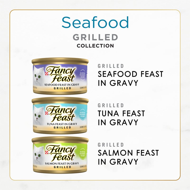 Fancy Feast Purina Fancy Feast Grilled Wet Cat Food Seafood Collection in Wet Cat Food Variety Pack - (Pack of 24) 3 oz. Cans - Image 2