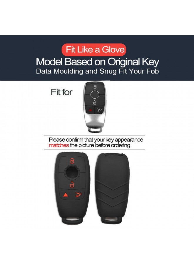 INFIPAR 2pcs Compatible with Mercedes Benz A C E S CLA CLS GLA GLB GLC GLE GLS G Glass Key Fob Cover Case Key Chain Protector Keyless Remote Holder - Image 1