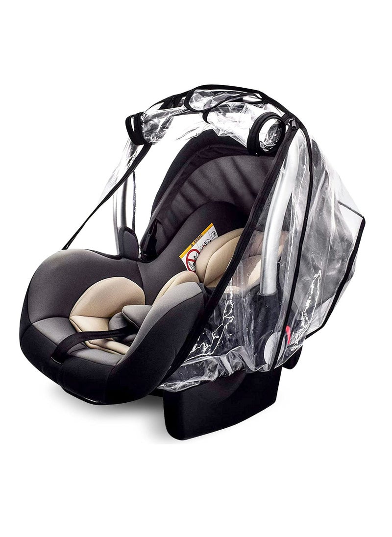 Excefore Stroller Rain Cover Baby Carrier Dust-Proof Raincover EVA Car Seat Weather Shield with Quick Access Zipper Door and Side Ventilation Universal Car Seat Transparent Rain Cover for Maxi COSI and More  - Image 1