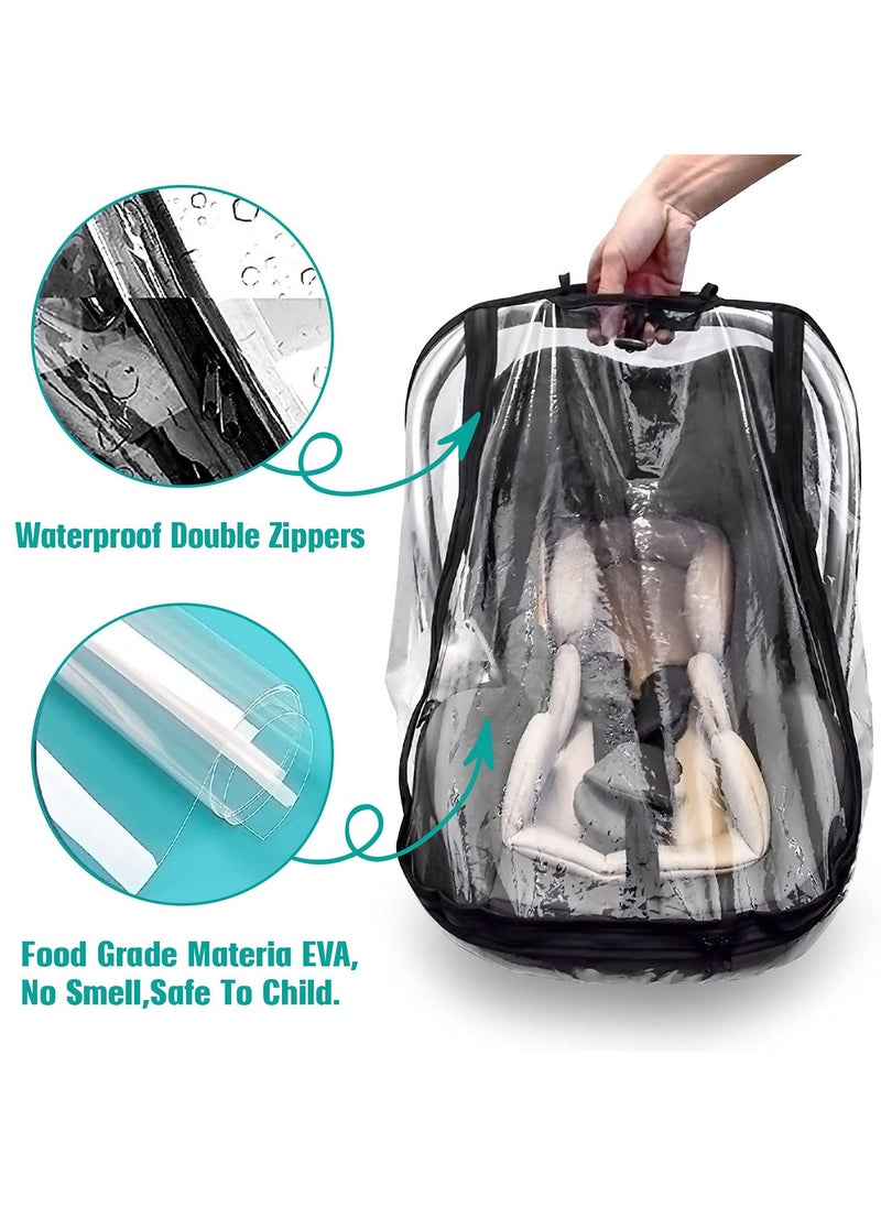 Excefore Stroller Rain Cover Baby Carrier Dust-Proof Raincover EVA Car Seat Weather Shield with Quick Access Zipper Door and Side Ventilation Universal Car Seat Transparent Rain Cover for Maxi COSI and More  - Image 4