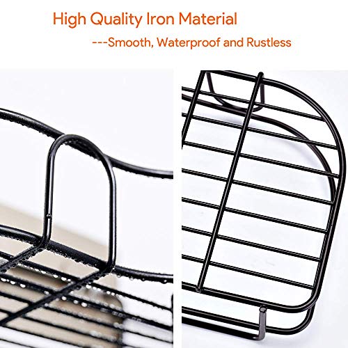 SEMITO Metal Bathroom Corner Shelf Wall Mounted, Non-Drilling Floating Shelf for Bathroom Organizer/Kitchen/Shower Organizer Adhesive Shower Caddy (1 Pack, Black) - Image 5