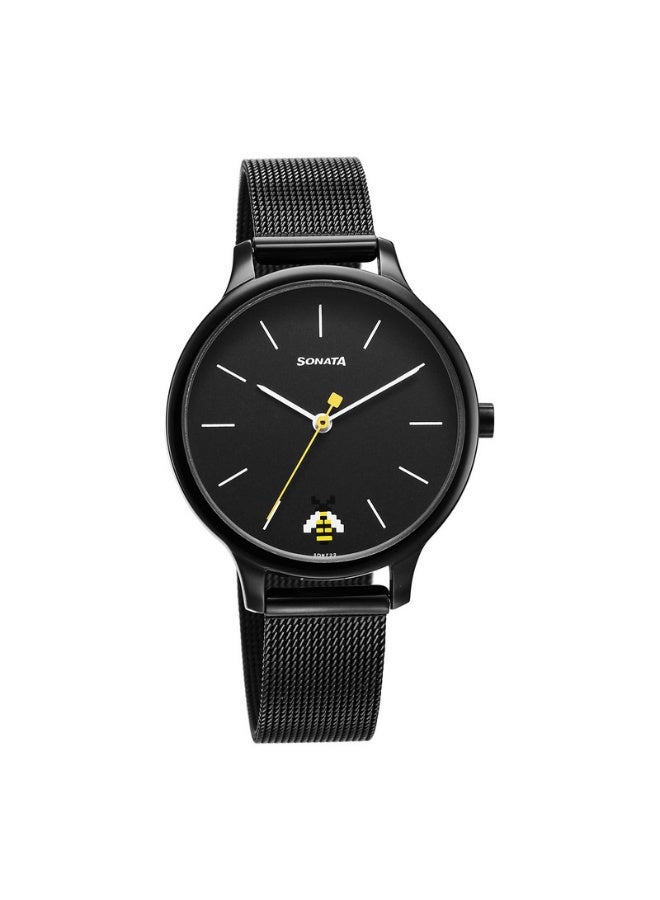 Sonata 87050NM03 Women’s Watch – Black Dial, Silver Stainless Steel Strap, Quartz Movement, 30 m Water Resistance - Image 1