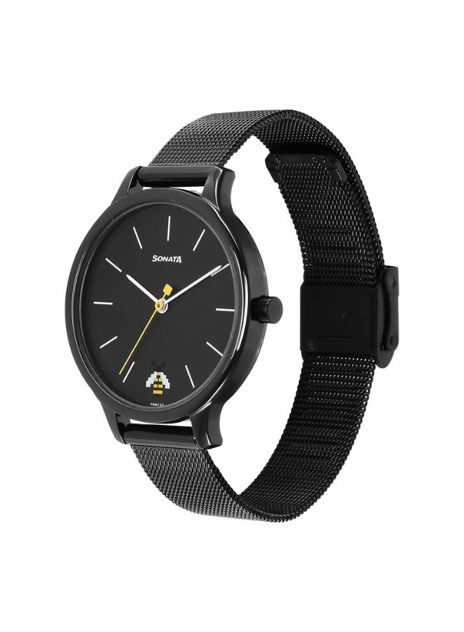 Sonata 87050NM03 Women’s Watch – Black Dial, Silver Stainless Steel Strap, Quartz Movement, 30 m Water Resistance - Image 2