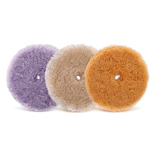SPTA Wool Buffing Polishing Pads, 3Pcs 6" (150mm) Coarse Medium Cutting Car Wool Pads, with Hook and Loop for Car Polisher Car Polishing and Buffing -WPMIXS6 - Image 1