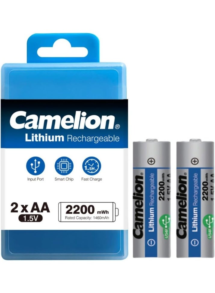 Camelion Camelion Rechargeable Lithium AA Batteries 1.5V Li-AA2200mWh – High Performance with Type-C Fast Charging (Pack of 2) - Image 3