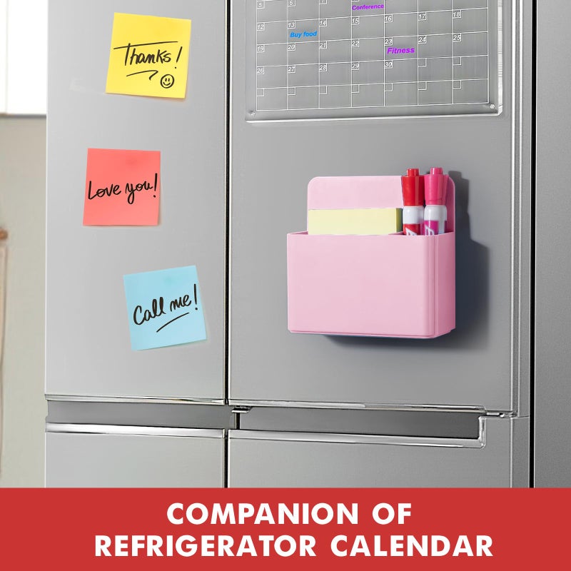 BEYGORM 2 Pack Plastic Magnetic Pen Holder for Refrigerator, Dry Erase Marker Holder for Whiteboardï¼ŒMagnet School Locker Organizer Accessories, Pencil Cup, Pen Caddy, Classroom Organization(Pink) - Image 5