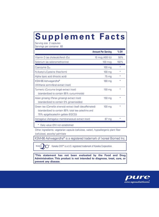 Pure Encapsulations بيور إنكابسوليشنز بيورسيل | تركيبة متقدمة لصحة الخلايا بمضادات الأكسدة والأدابتوجين | 120 كبسولة - Image 2