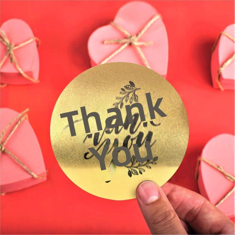 500 stickers/roll thank you sticker 1-inch round matte gold thank you sticker with sealing stickers birthday wedding  giveaways - Image 2