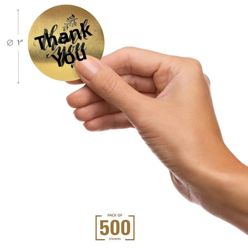 500 stickers/roll thank you sticker 1-inch round matte gold thank you sticker with sealing stickers birthday wedding  giveaways - Image 4