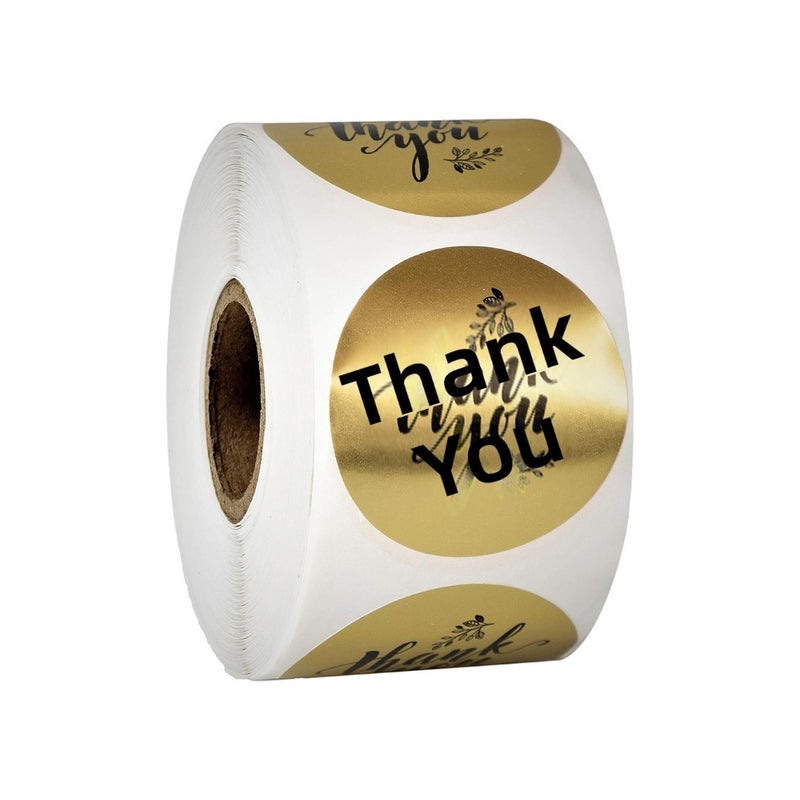 500 stickers/roll thank you sticker 1-inch round matte gold thank you sticker with sealing stickers birthday wedding  giveaways - Image 1