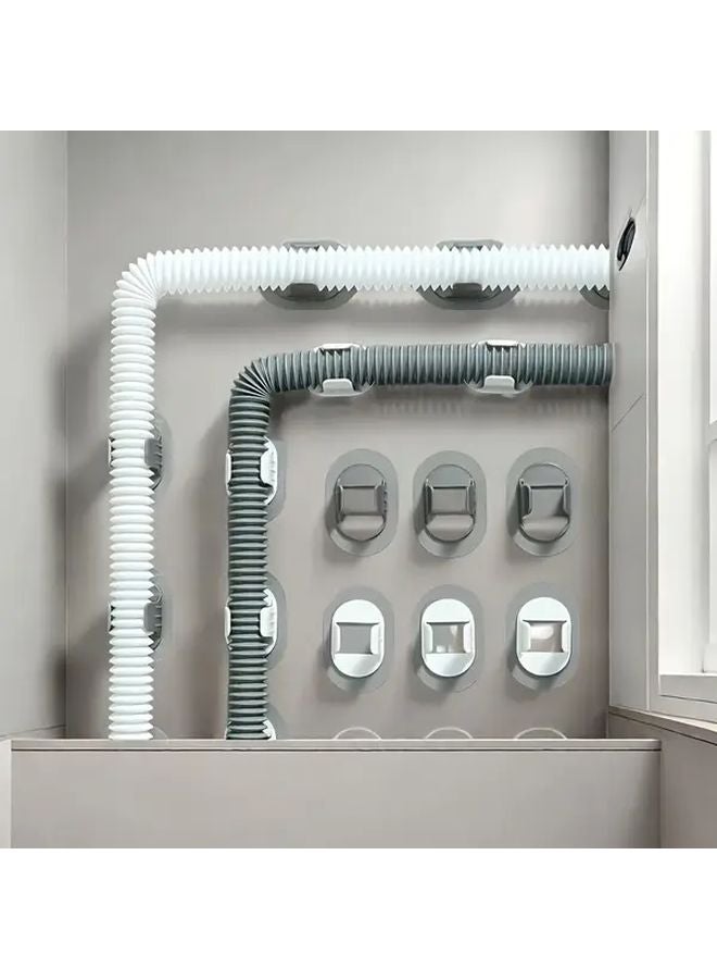 6pcs White Heavy Duty Self Adhesive No Drill Pipe Clamps For Washing Machine Drain - Image 2