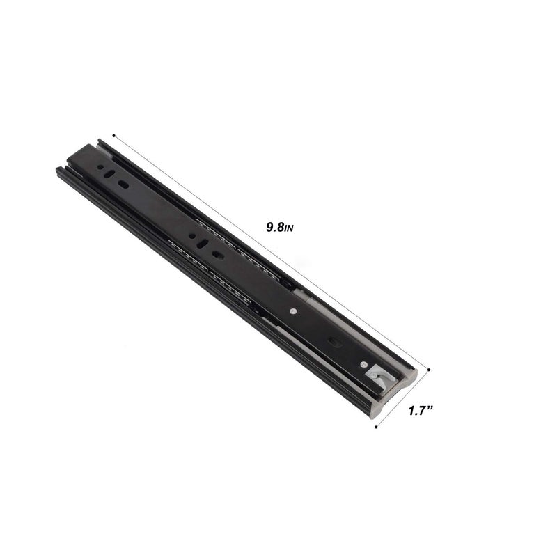 Yision 2 Pair Full Extension Drawer Slides Black 10 Inch Soft Close Full Extension Ball Bearing Side Mount Heavy Duty Drawer Slides 100 Lb Load Capacity Runner - Image 2