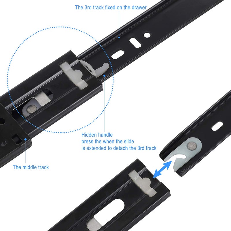 Yision 2 Pair Full Extension Drawer Slides Black 10 Inch Soft Close Full Extension Ball Bearing Side Mount Heavy Duty Drawer Slides 100 Lb Load Capacity Runner - Image 4