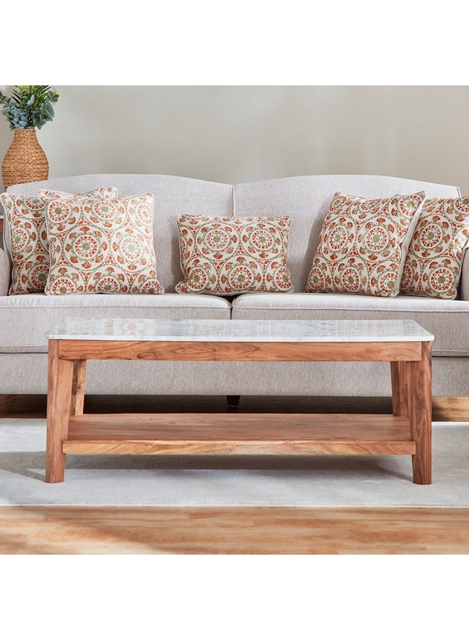 هوم بوكس طاولة قهوة من الخشب الصلب برف وسطح رخام من ميدتاون - Image 3