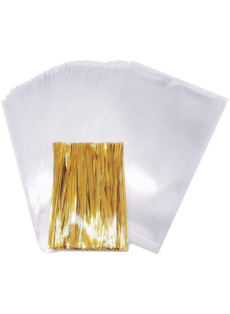 Cellophane Bags 100 pcs Cellophane Treat Bags For Gift Wrapping Wedding Cookie Birthday Cake Pops Gift Candy Buffet Supplies - Image 2