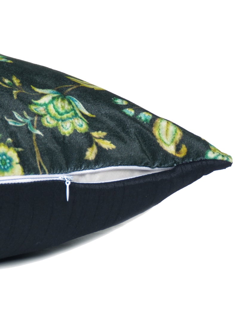 ريارا غطاء وسادة مخملي مطبوع عليه زهور لتزيين المنزل، عبوة من قطعتين (16 × 16 بوصة)  - Image 3