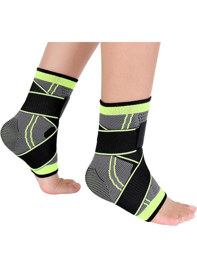 Elastic Compression Ankle Brace Set (Pair) – Breathable Support Socks with Adjustable Straps – Ideal for Injury Recovery, Joint Support, and Foot Stabilization. - Image 1