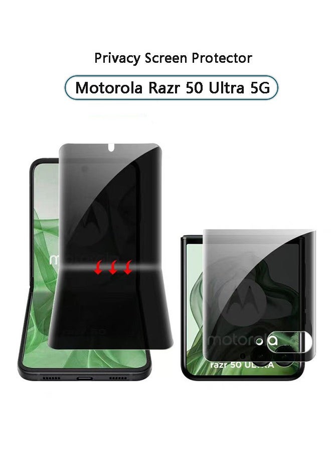 2 Pack Privacy Screen Protector for Motorola Razr 50 Ultra 5G (1 Pcs Front + 1 Outer), Anti-Spy Anti-Scratch Anti-Dust Tempered Glass Film Easy Installation