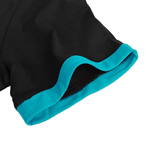 LOGEEYAR Mens Slim Fit T-Shirt Contrast Color Tee Gradient Stitching Short-Sleeve Cotton Tops Blue - Image 4