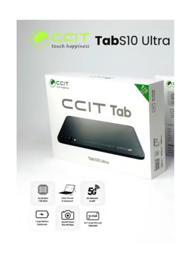 CCIT Tab S10 Ultra 10.1-Inch Android Tablet with 16GB RAM, 1TB ROM | High-Speed 4G LTE Dual SIM | Full HD Display | 10000mAh Battery | Includes Stylus, Keyboard, Mouse | Lightweight & Portable | Silver | Fast Multitasking & Entertainment Tablet - Image 3